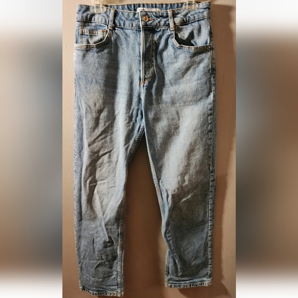 Zara Women's Denim Jeans Size 6 Blue High Rise Straight Leg Jeans